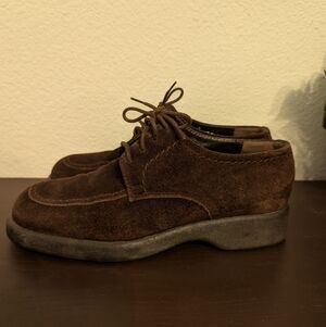 Vintage Bally Brown Suede Lace Up Derbies